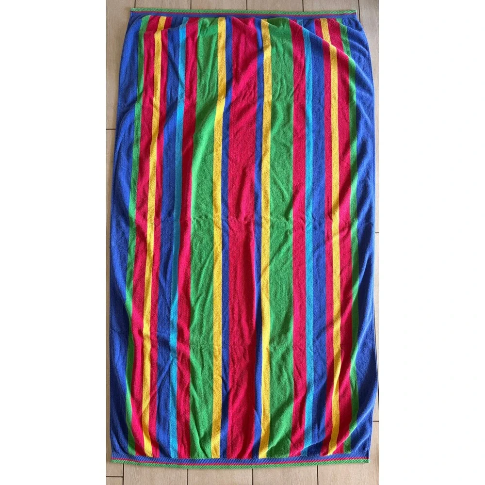 Cecil Saydah Company Vintage Striped Beach Towel 100% Cotton Multi-Color 31x61